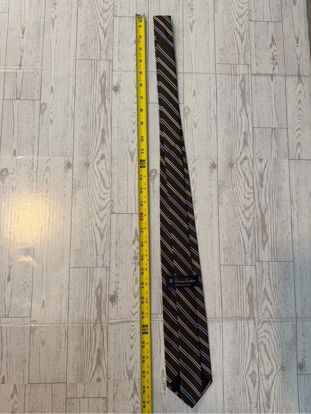 Brooks Brothers, Striped, Silk, Repp, Brown and Blue Necktie